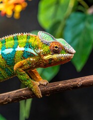 Fototapeta premium Vibrant chameleon on a branch