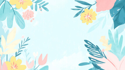 植物に囲まれたイラスト背景
