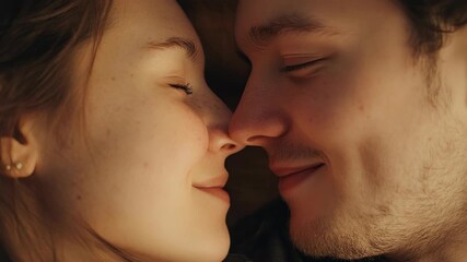 A couple sharing a tender moment with an affectionate kiss.