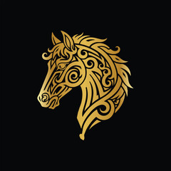 Obraz premium Ornate Golden Horse Head Design.