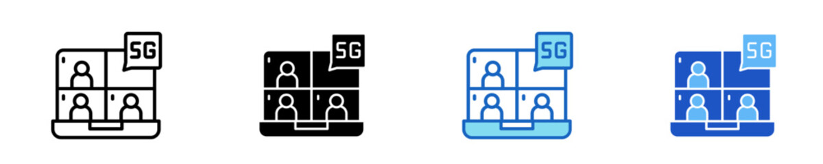 Video Conference  Icon Set Multiple Style Collection
