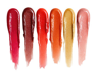 Colorful lip gloss swatches, gradient hues
