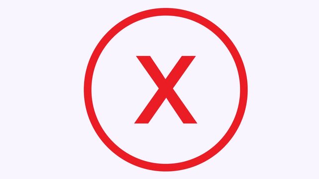 Red x inside a red circle shape for error, warning signs. Graphic design elements for caution, prohibition concepts. Suitable for apps.
