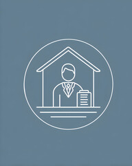 Realtor holding clipboard stands inside house representing real estate services with clean, minimalist aesthetic and professional feel.