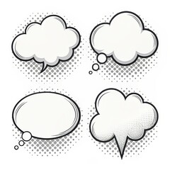 Fototapeta premium Four comic thought and speech bubbles isolated on white background