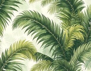 Lush Green Palm Leaves Creating a Tropical Atmosphere