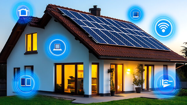 Smart Home with Solar Panels and Connected Devices