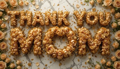 Golden Rose-Embellished "Thank You Mom" Typography
