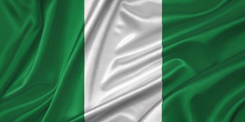 Obraz premium Waving flag of nigeria with realistic and detailed fabric texture effect