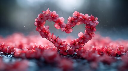 Red flowers heart floral shape photos