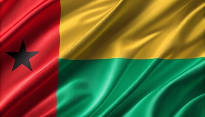 Obraz premium The national flag of guineabissau waving, representing the countrys identity