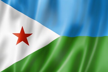Obraz premium Flag of djibouti waving in the wind, a symbol of national identity