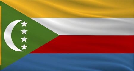 Obraz premium Flag of the union of the comoros flutters gently in the wind