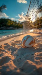 Volleyball action sunny beach moment photos