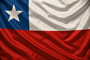 Fototapeta premium The national flag of chile waving in the wind with a beautiful texture