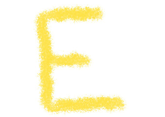 Abstract Golden Yellow Glowing Letter E in Uppercase Alphabet with Particle Light Effect