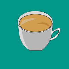 Vector illustration of a coffee cup with steam in flat style. Minimalist beverage icon perfect for café, breakfast, drink, and hot beverage design concepts.