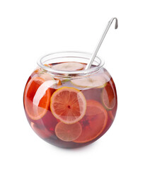 Fruity punch isolated on white. Refreshing drink