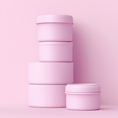 Pink Cosmetic Jars Mockup Stacked Minimalist Product Packaging Design