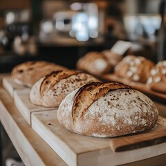 Artisan Breads Bakery Display Wooden Board