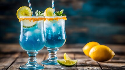 Refreshing Blue Lagoon Cocktails with Lime and Mint
