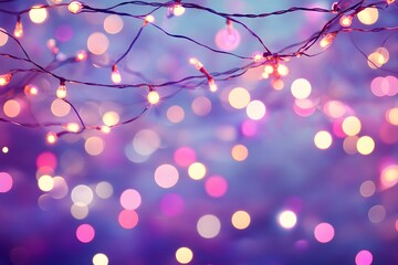 Magical Purple Pink Bokeh Lights Fairy String Lights Background