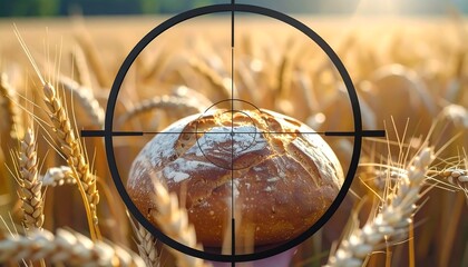 Bread targeted in a wheat field