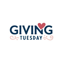 Giving Tuesday Logo with Red Heart Symbol for Charity and Kindness