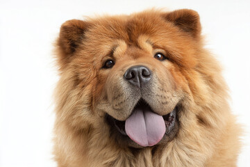 Charming chow chow with fluffy coat and friendly expression on neutral background