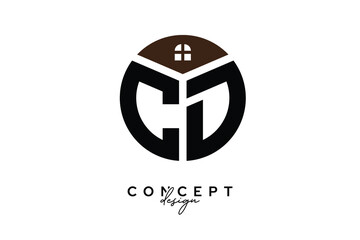 D Creative Real Estate Monogram Logo Concept Design in Circle Shape
