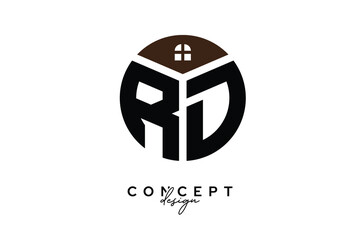 D Creative Real Estate Monogram Logo Concept Design in Circle Shape