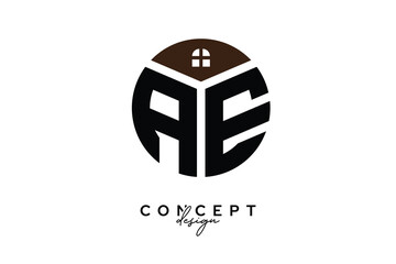 AE Creative Real Estate Monogram Logo Concept Design in Circle Shape