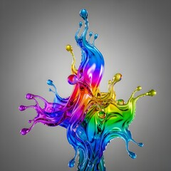 Fototapeta premium Dynamic splash of vividly colored liquid in mid-air displaying artistic fluid motion and a celebratory feel