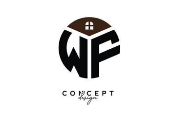 WF Creative Real Estate Monogram Logo Concept Design in Circle Shape