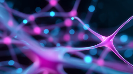 Colorful representation of neural synapses and connections in an artificial neural network simulation.  
