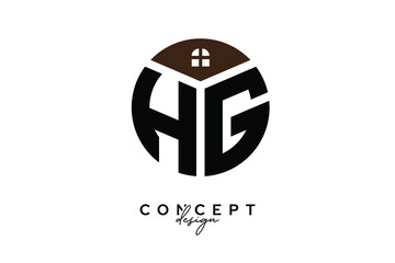 HG Creative Real Estate Monogram Logo Concept Design in Circle Shape