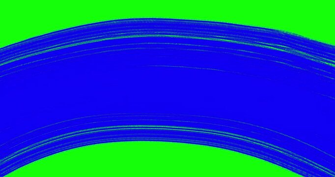 Male Hand Painting 2 Strokes with Paint Brush Diagonally From Green Screen to Blue Screen.