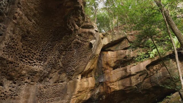 「救馬溪のジオサイト・虫喰い(タフォニ)」和歌山県上富田町 Tafoni Rock Formations at Sukuma Valley Geosite &ndash; Kamitonda, Wakayama Prefecture
