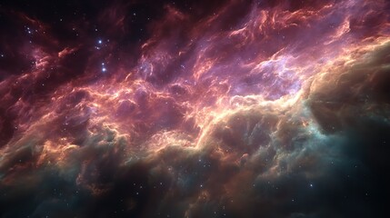 Ethereal Beauty: A Stunning Starry Nightscape with Nebula Clouds and Infinite Cosmic Depths