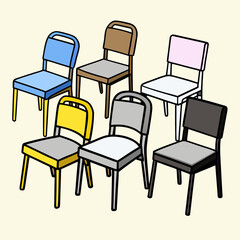 Modern and stylish chairs in various colors, perfect for home decor, interior design, and adding a pop of color to any space with a touch of minimalist flair