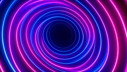 Abstract neon spiral circles