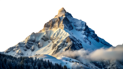Snowy mountain peak isolated on transparent background