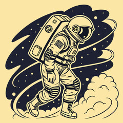  the night astronaut floating in space