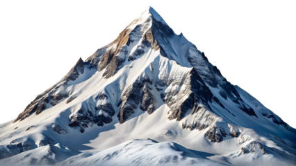 Snowy mountain peak isolated on transparent background