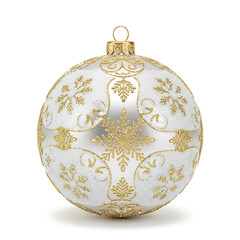 Fototapeta premium Elegant white and gold snowflake Christmas ornament sparkling with festive cheer
