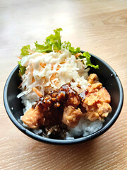 Savory Teriyaki Chicken with Black Pepper and Salad