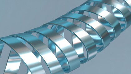 Abstract Blue Chrome Ribbon Braid: Futuristic Metallic Spiral Design