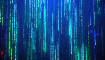 Abstract Blue Green Data Rain Vertical Code Lines Faint Glow Cyber Background