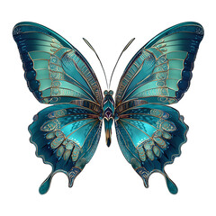 Wundersch&ouml;ne bunt schimmernde Schmetterlinge isoliert auf transparentem Hintergrund