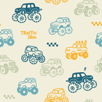 Kids Off-Road Cars Illustration ? Monster Truck Style.eps